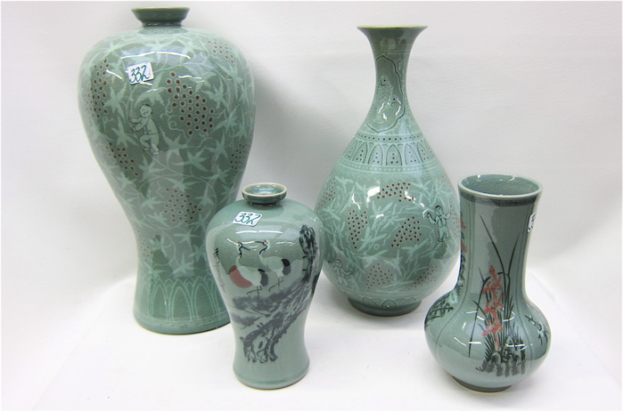 FOUR CHINESE CELADON CRACKLE GLAZE 16e3bb