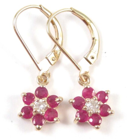 PAIR OF RUBY AND DIAMOND EARRINGS