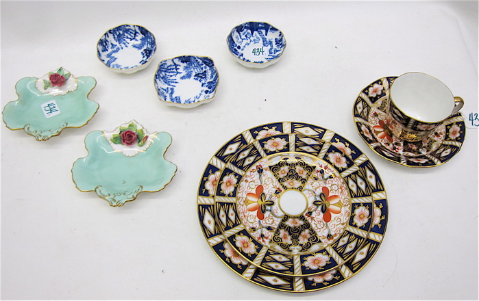 NINE ROYAL CROWN DERBY PORCELAINS: