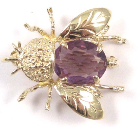 AMETHYST AND YELLOW GOLD PENDANT/BROOCH