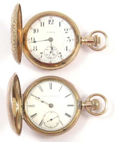 TWO ELGIN HUNTER CASE POCKET WATCHES  16e479