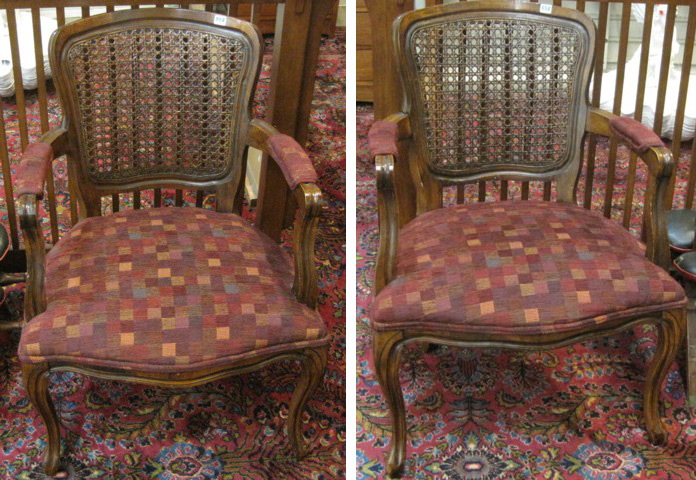A PAIR OF LOUIS XV STYLE ARMCHAIRS