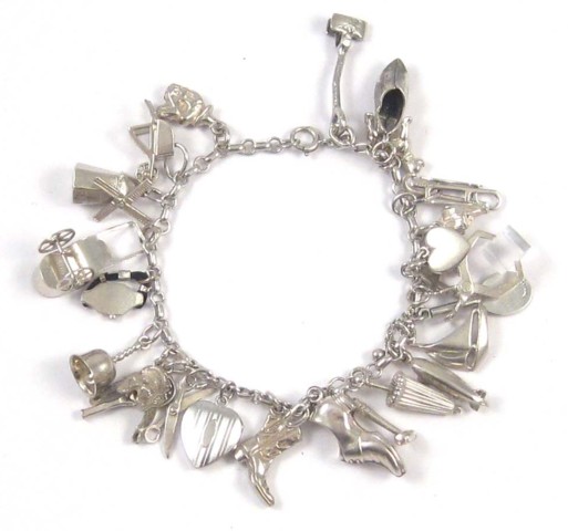 STERLING SILVER CHARM BRACELET with