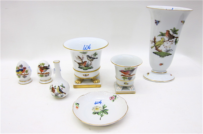 SEVEN PIECES HEREND FINE PORCELAIN