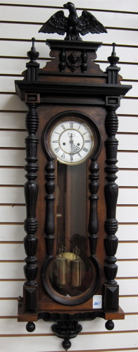 TWO WEIGHT WALNUT CASE WALL CLOCK 16e51a