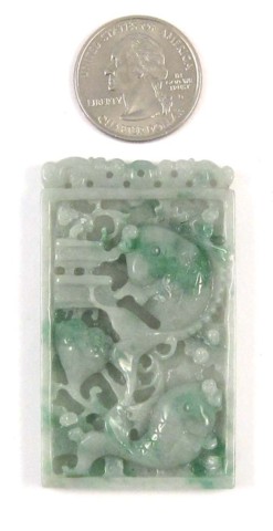 CARVED CHINESE JADE TABLET rectangular