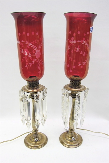 PAIR AMERICAN CUT GLASS TABLE LAMPS  16e5bc