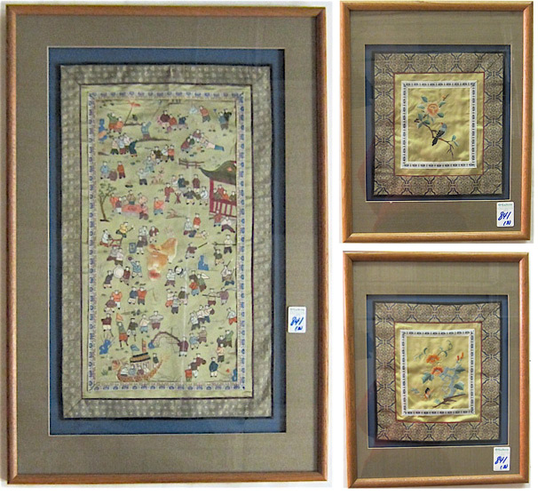 THREE CHINESE SILK EMBROIDERIES: