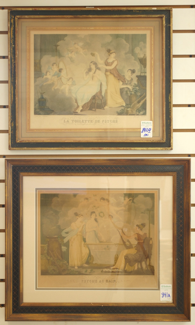 TWO FRENCH COLORED ENGRAVINGS: