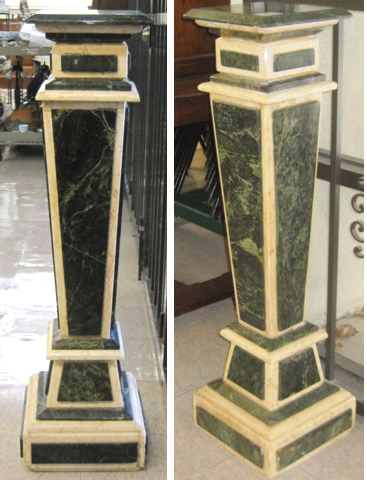 A PAIR OF MARBLE PEDESTALS of matching