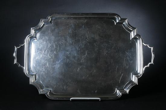 GEORGE V SILVER SERVING TRAY. Mappin