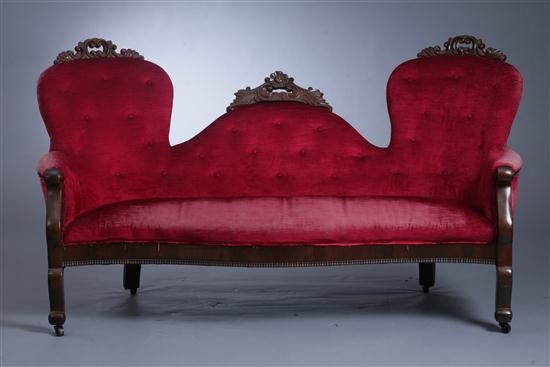 VICTORIAN CARVED MAHOGANY UPHOLSTERED 16e6a3