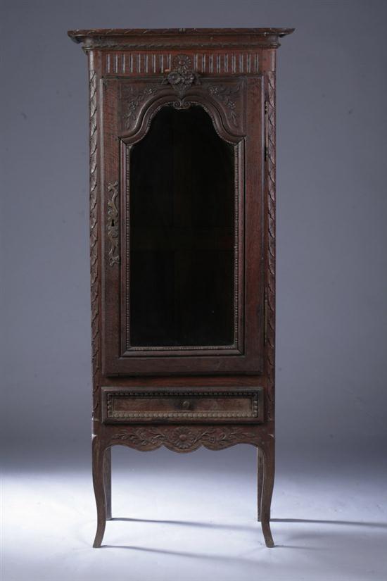 LOUIS XV CARVED OAK DISPLAY CABINET.