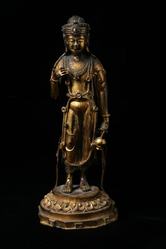 CHINESE GILT BRONZE FIGURE OF MAITREYA