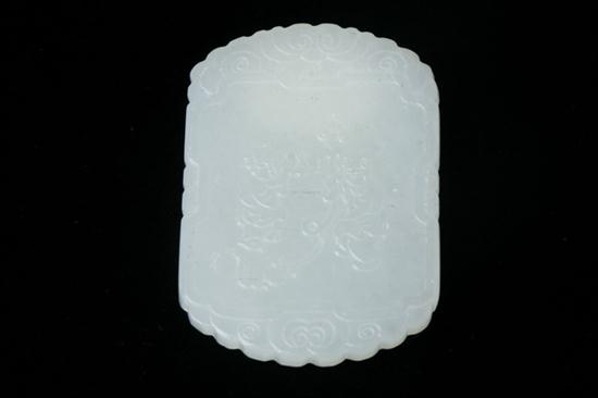 CHINESE LIGHT CELADON JADE PENDANT.