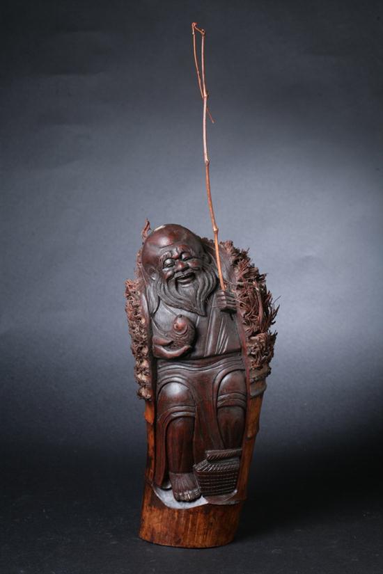 CHINESE BAMBOO ROOT FIGURE OF FISHER 16e775