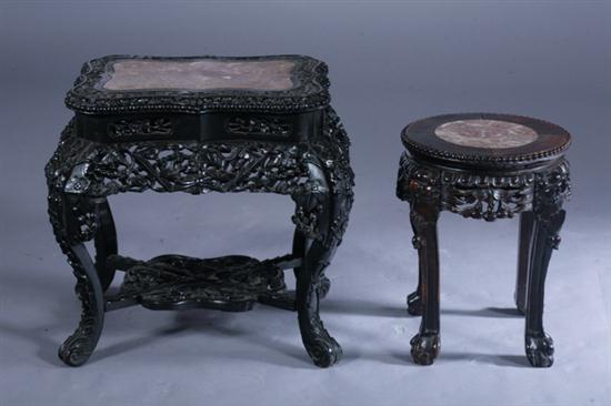 TWO CHINESE ROSEWOOD STOOLS 19th