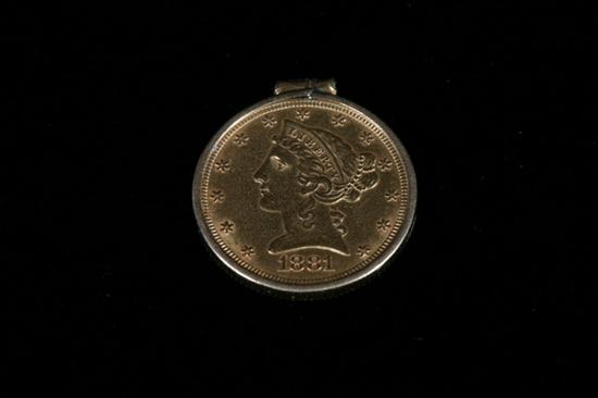 U. S. FIVE-DOLLAR GOLD COIN MOUNTED