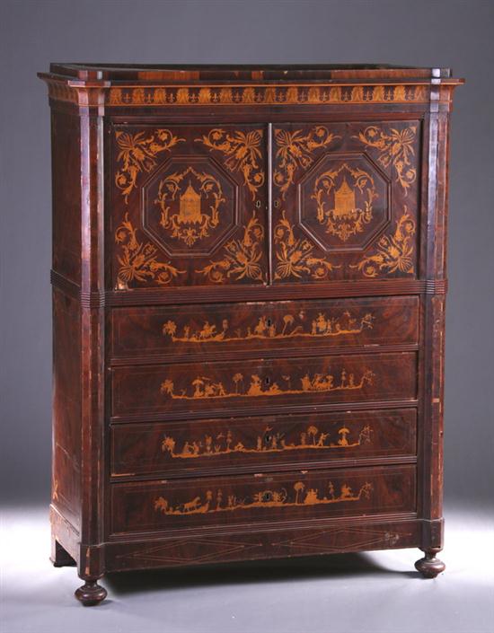 ITALIAN WALNUT AND MARQUETRY CHIFFONIER