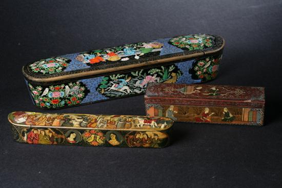 THREE PERSIAN PENCIL BOXES Largest  16e840