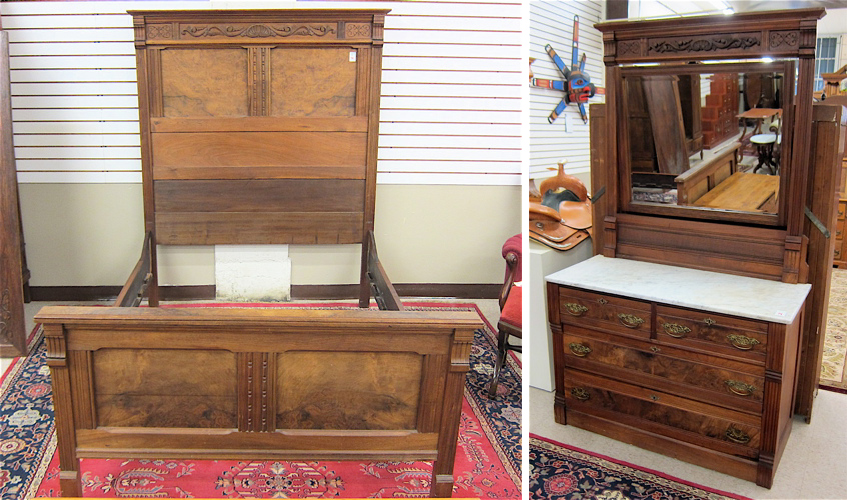 TWO PIECE VICTORIAN WALNUT BEDROOM 16e905