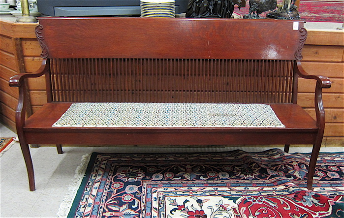 AN ANTIQUE OAK BENCH American c.