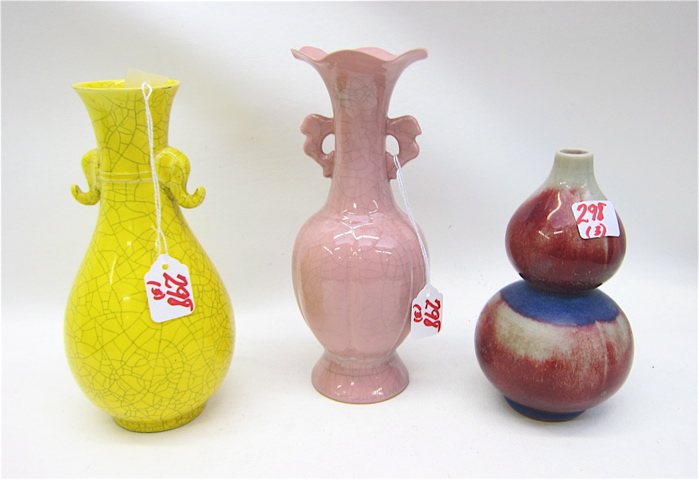 THREE SMALL CHINESE POTTERY VASES: