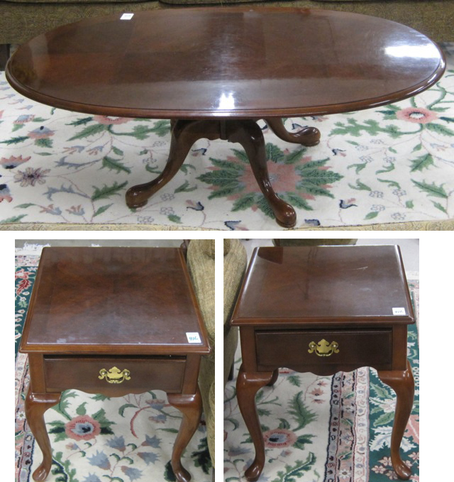 THREE-PIECE QUEEN ANNE STYLE MAHOGANY