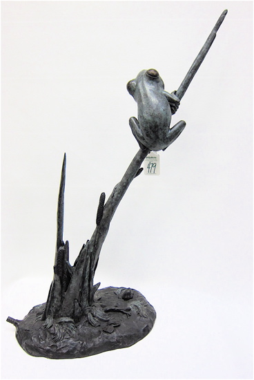 PATINATED BRONZE FROG FOUNTAIN SCULPTURE