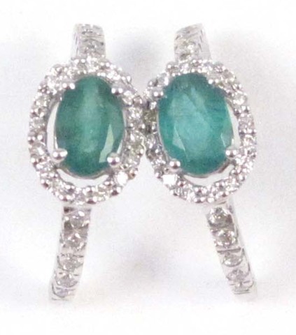 PAIR OF EMERALD AND WHITE GOLD