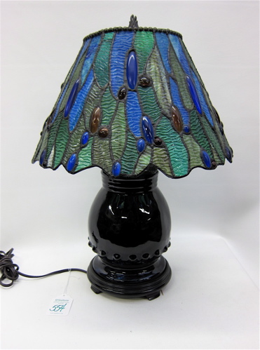 STAINED LEADED GLASS TABLE LAMP 16eaed