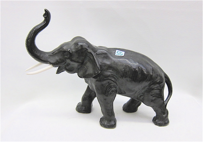 BRONZED SPELTER ELEPHANT SCULPTURE