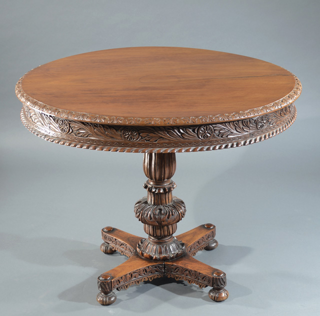 REGENCY CARVED WALNUT TILT-TOP