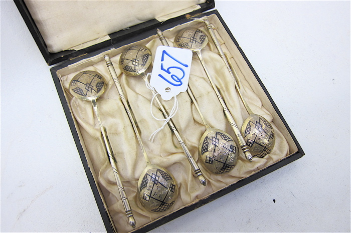 SET OF SIX RUSSIAN NIELLO SILVER 16eb50