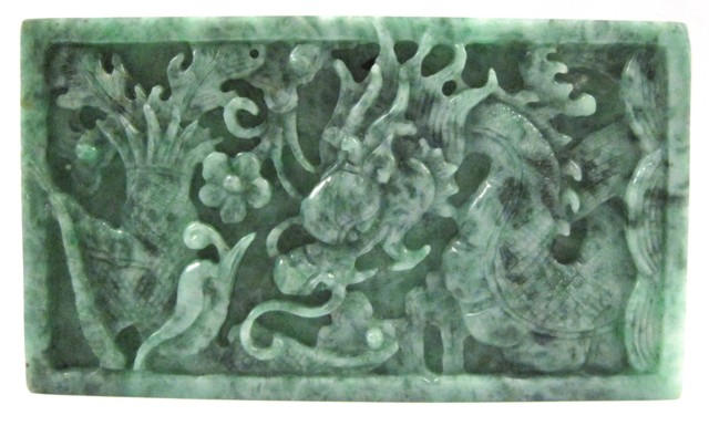 CARVED CHINESE JADE TABLET rectangular