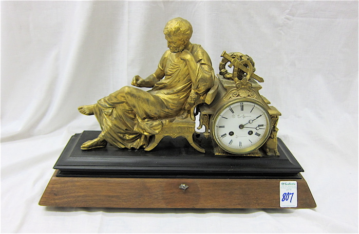 GILT METAL STATUE CLOCK Japy Freres