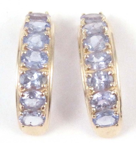 PAIR OF TANZANITE EARRINGS each