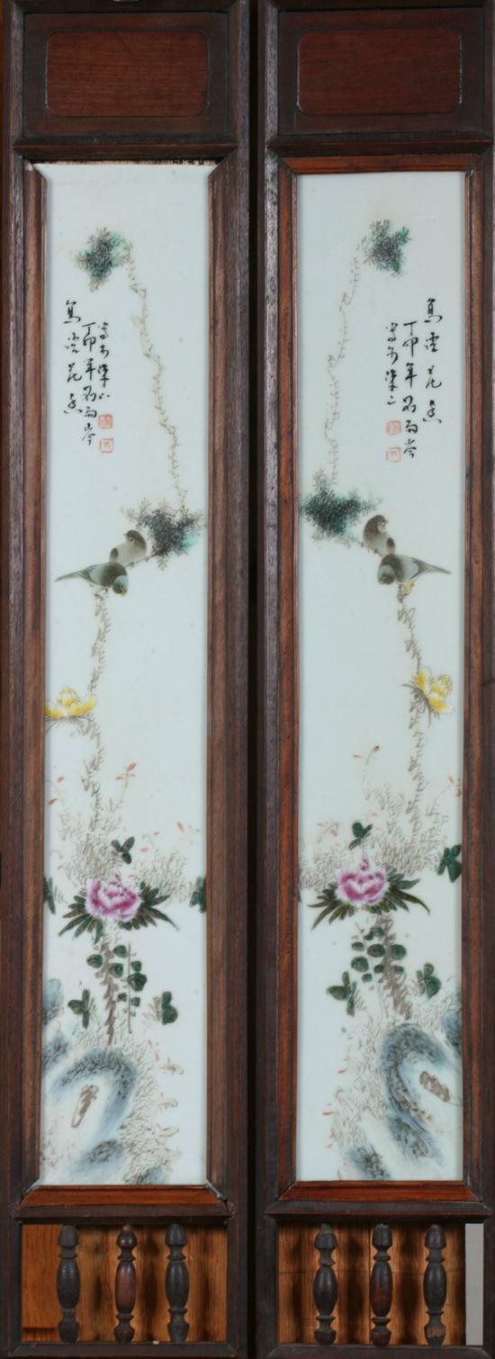 PAIR CHINESE FAMILLE ROSE PLAQUES