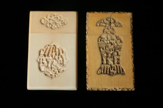 TWO CHINESE IVORY CARD BOXES Qing 16ec81