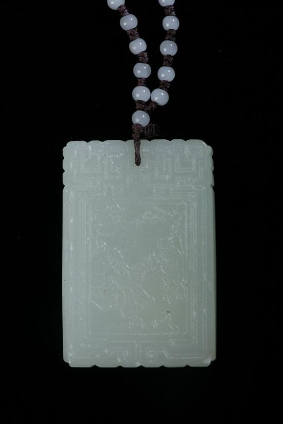 CHINESE CELADON JADE PENDANT Carved 16eca4