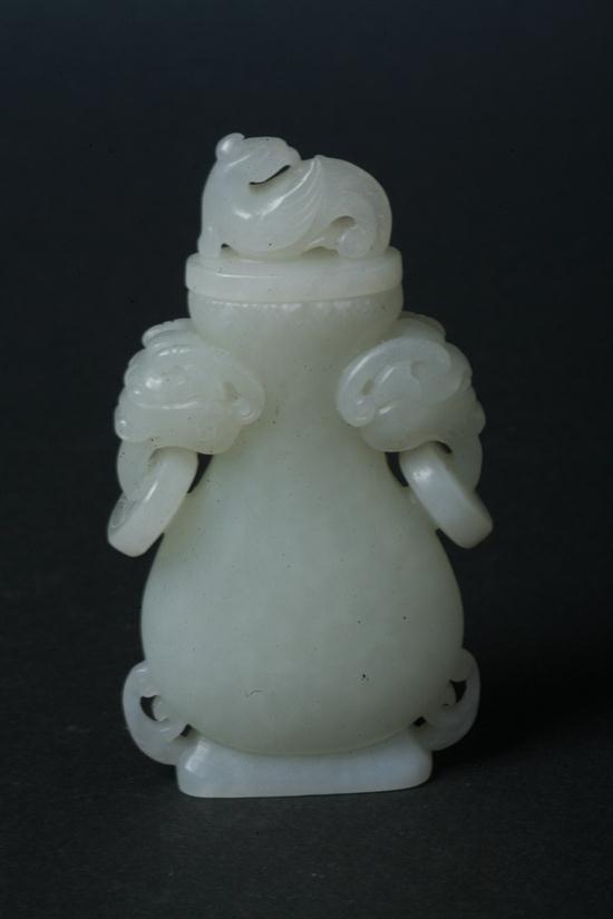 CHINESE WHITE JADE VASE AND COVER.