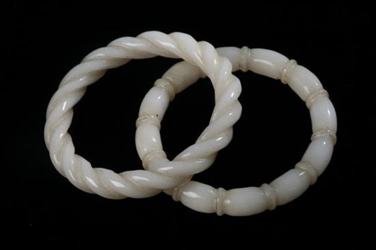 TWO CHINESE WHITE JADE BANGLES  16ecd8