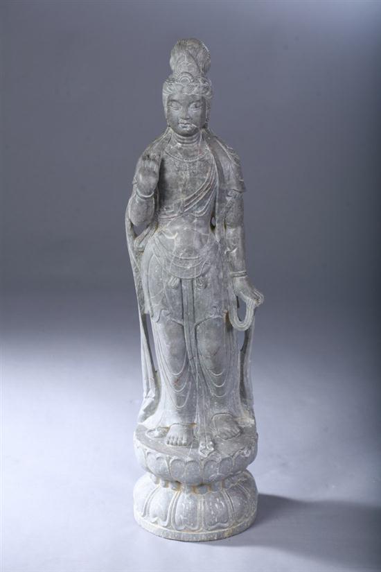 CHINESE GREY STONE FIGURE OF GUANYIN  16ecdc