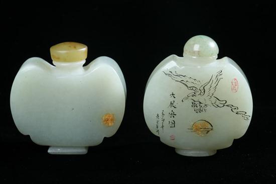 TWO CHINESE CELADON JADE BAT AND 16ed11