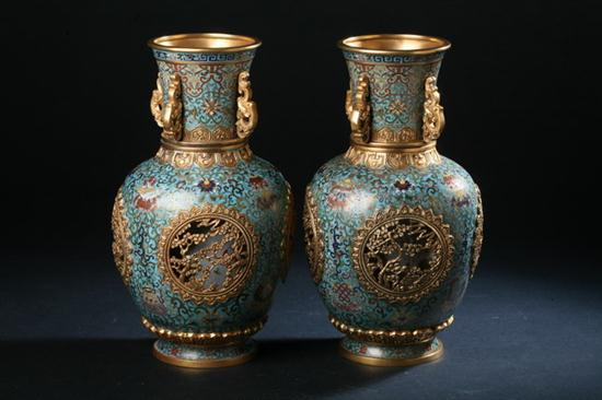 PAIR CHINESE CLOISONN ENAMEL RETICULATED 16ed22