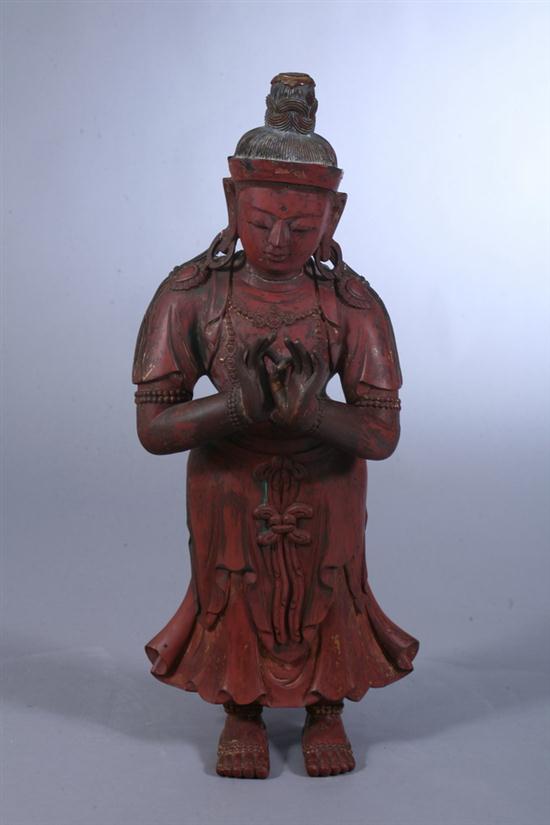 CHINESE RED LACQUERED WOOD FIGURE 16ed2a