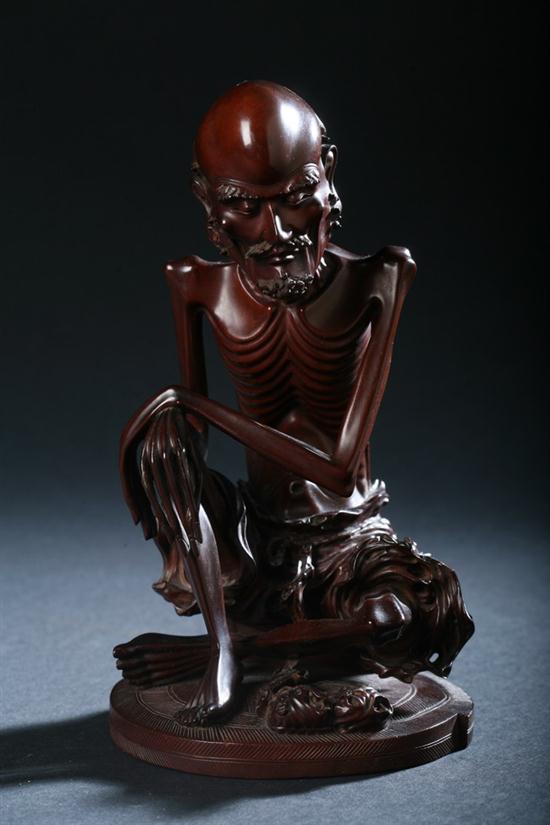 CHINESE ROSEWOOD FIGURE OF EMACIATED