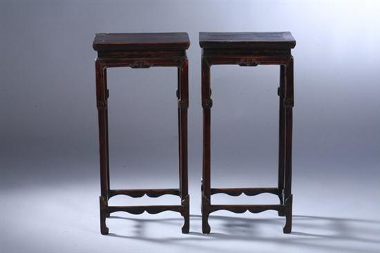 PAIR CHINESE BROWN LACQUERED ELMWOOD