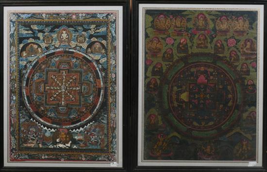 TWO TIBETAN TANGKA Each painted 16ed81