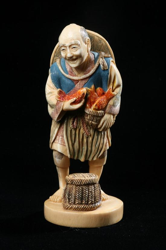 JAPANESE POLYCHROME IVORY OKIMONO OF